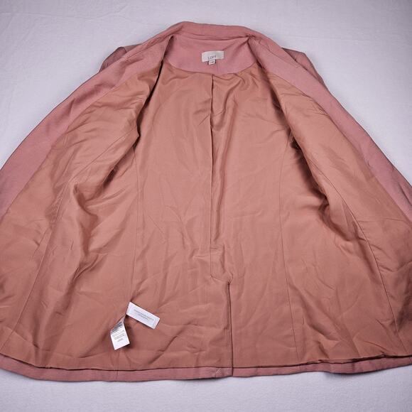 Loft Womens Blazer Jacket Open Front Salmon Pink Business Casual 3/4 Sleeve 2 XS - Picture 7 of 16